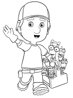 A coloring page of handy manny